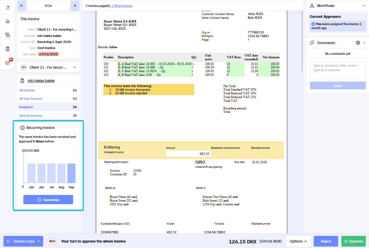 Recurring invoices overview