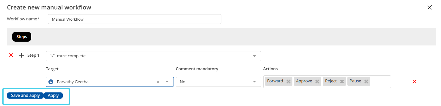 Save and Apply workflow