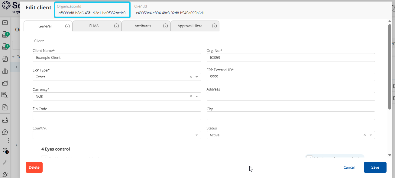 Organization ID location