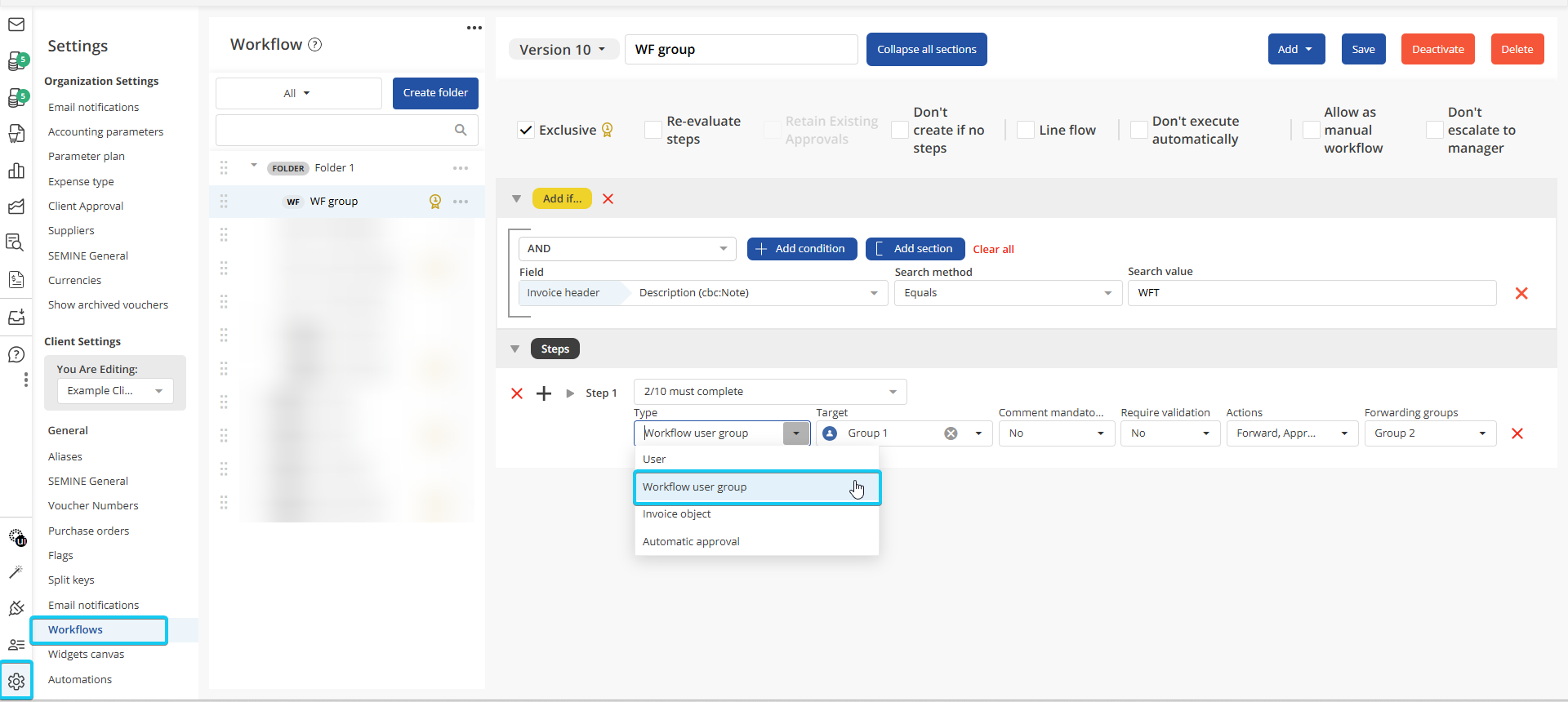 Workflow approver setup