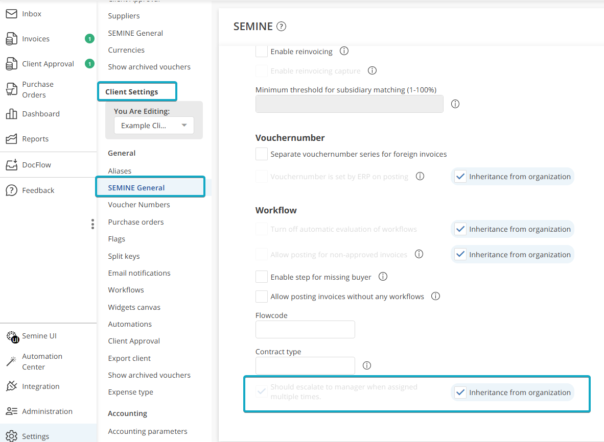 Client-level Inherit Settings for Workflow Escalation