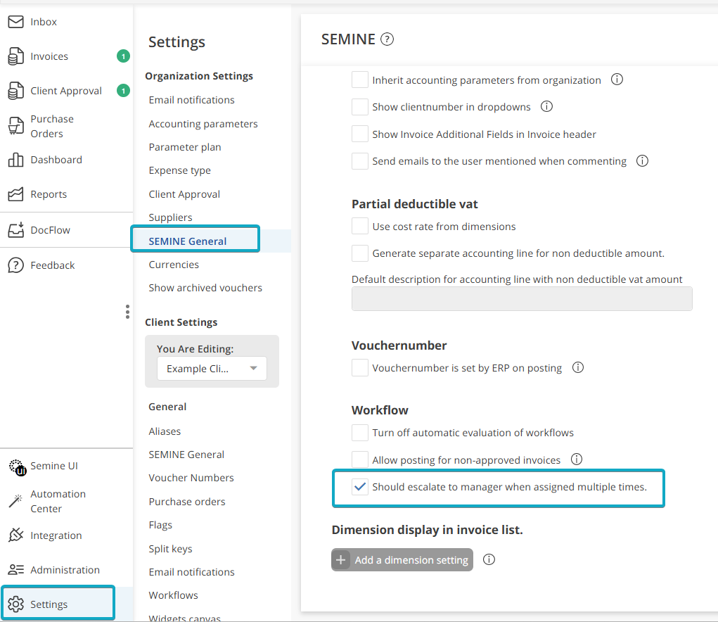Enable Workflow Escalation in Organisation Settings